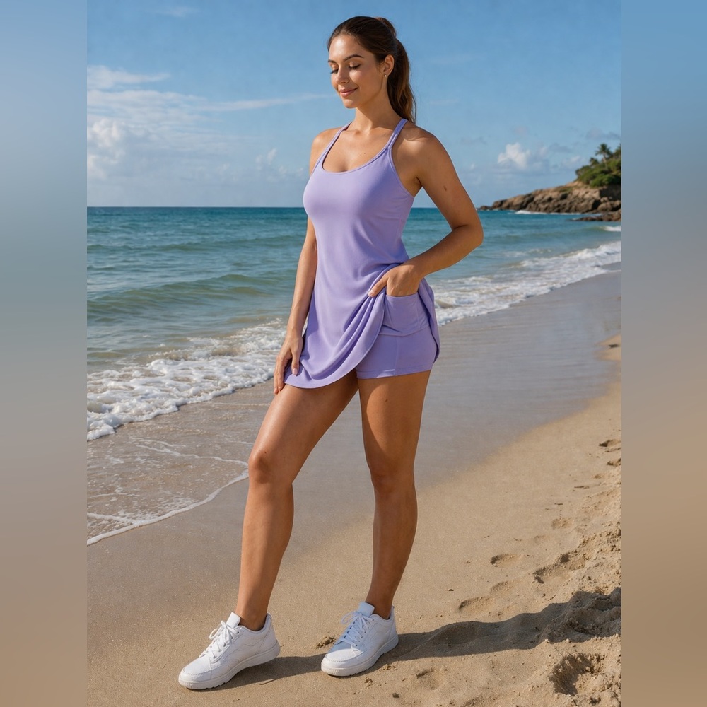 Time and Tru Maternity Athletic Dress Built-In Shorts Lavender NWT
